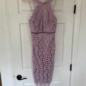 Elegant Lavender Lace Bardot Dress